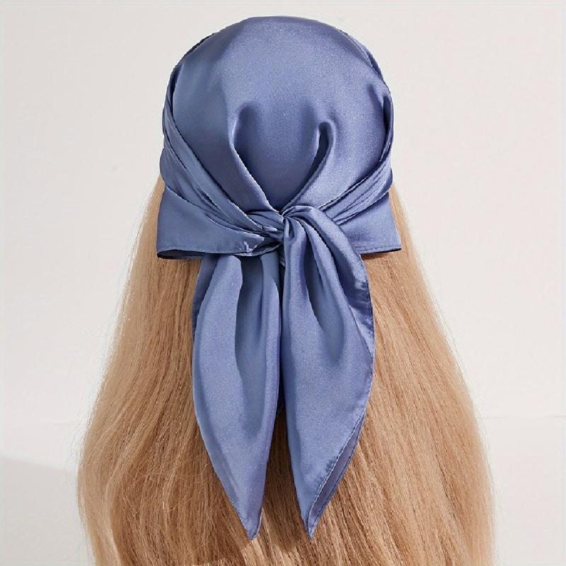 Solid Satin Bandana Silk Square Scarf Head Wrap Hair Accessories