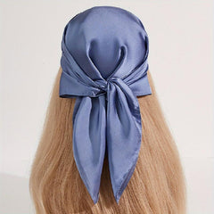 Solid Satin Bandana Silk Square Scarf Head Wrap Hair Accessories