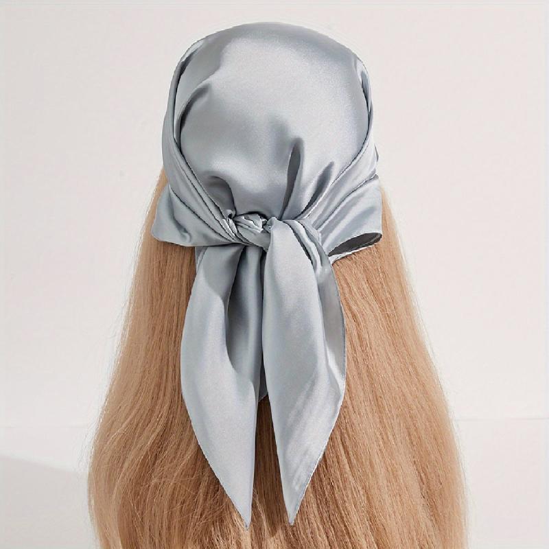 Solid Satin Bandana Silk Square Scarf Head Wrap Hair Accessories
