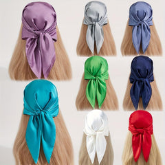 Solid Satin Bandana Silk Square Scarf Head Wrap Hair Accessories