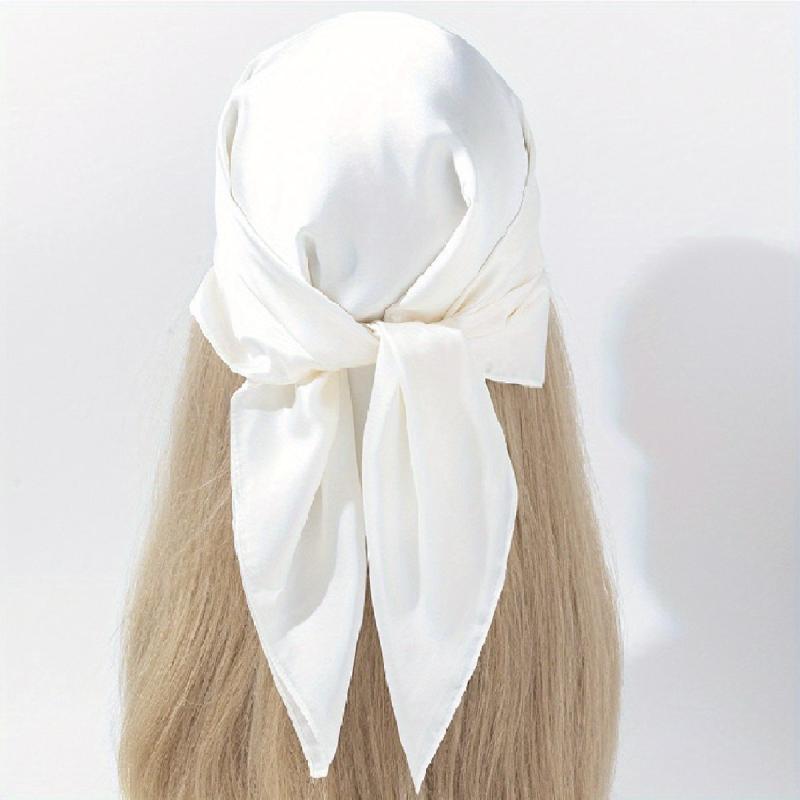 Solid Satin Bandana Silk Square Scarf Head Wrap Hair Accessories