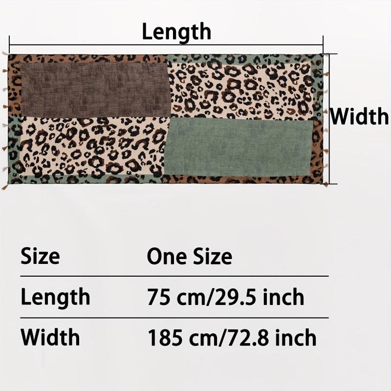 Leopard Print Tassel Decor Scarf Casual Shawl Wrap