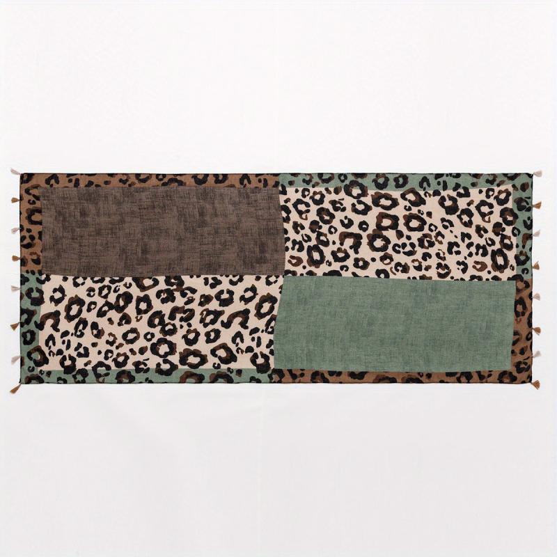 Leopard Print Tassel Decor Scarf Casual Shawl Wrap