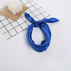 Small Satin Square Scarf Solid Neckerchief Bandana Head Wrap