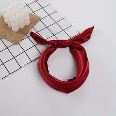 Small Satin Square Scarf Solid Neckerchief Bandana Head Wrap