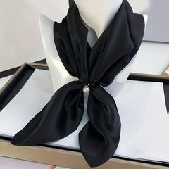 Small Satin Square Scarf Solid Neckerchief Bandana Head Wrap