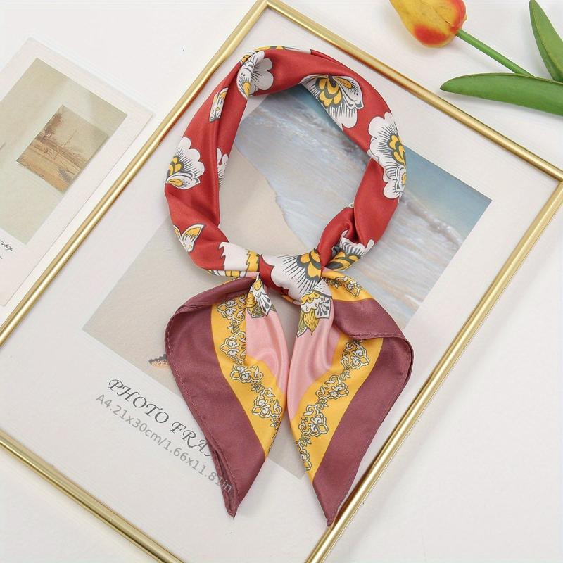 Paisley Geometric Print Bandana Satin Square Scarf Neckerchief Head Wrap