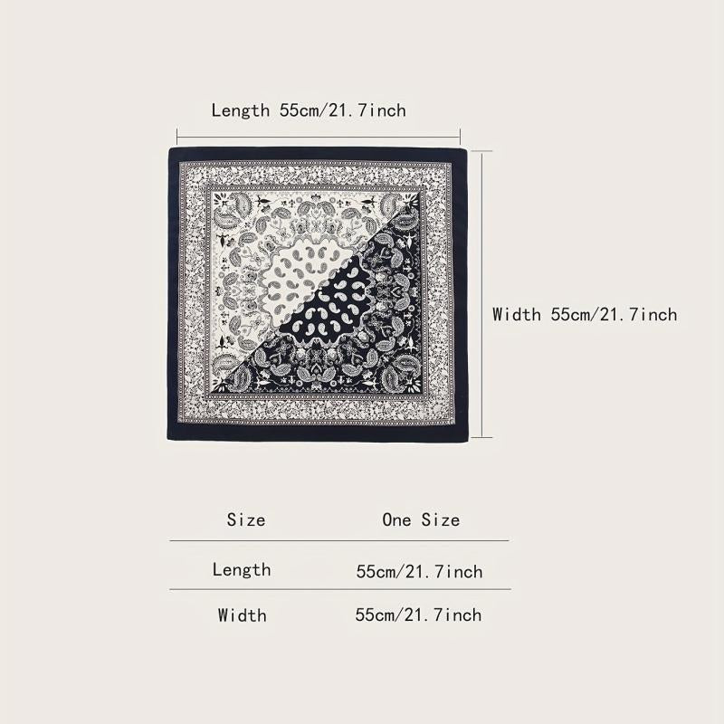 Paisley Geometric Print Bandana Satin Square Scarf Neckerchief Head Wrap