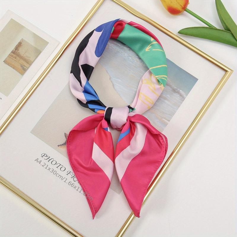 Paisley Geometric Print Bandana Satin Square Scarf Neckerchief Head Wrap