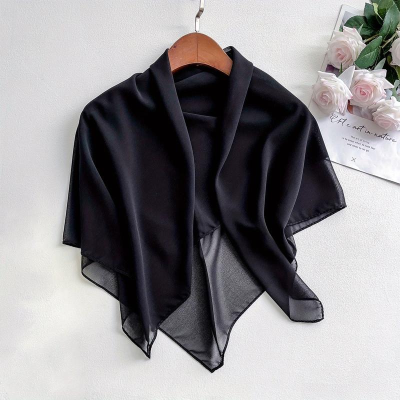 Chiffon Shawl Soft Silky Square Scarf Breathable Sunscreen Wrap