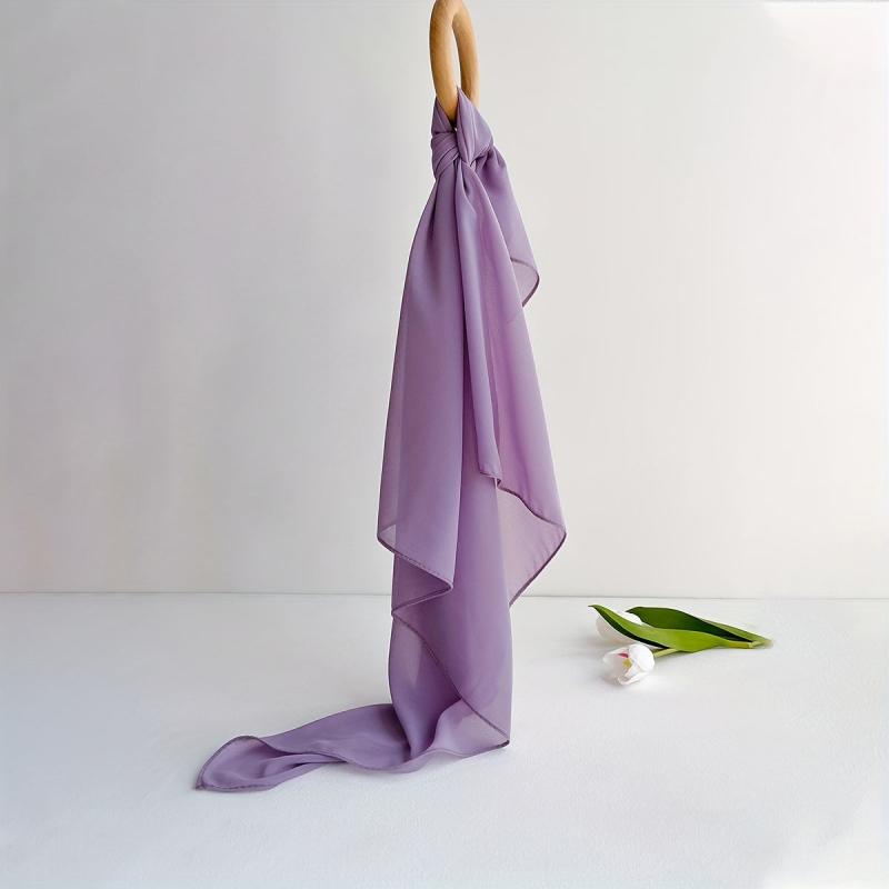 Chiffon Shawl Soft Silky Square Scarf Breathable Sunscreen Wrap