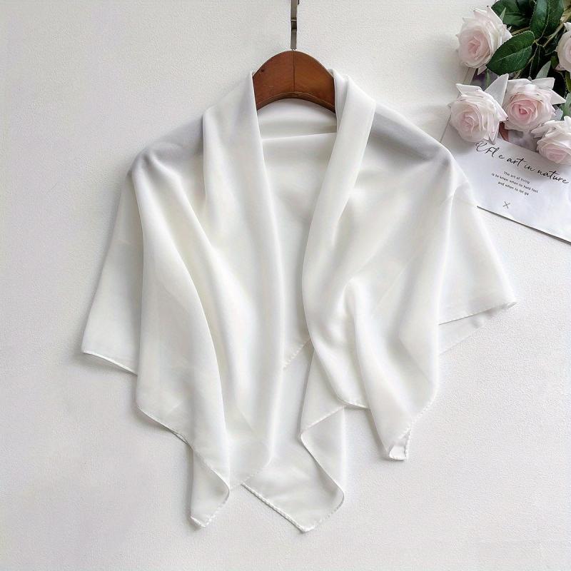 Chiffon Shawl Soft Silky Square Scarf Breathable Sunscreen Wrap