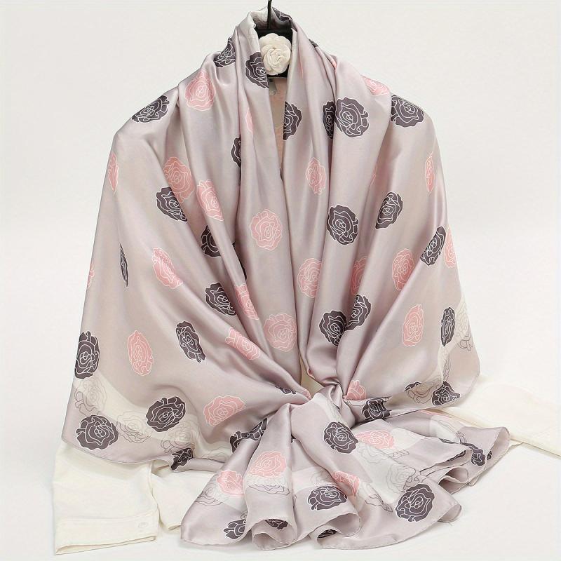Striped Print Silk Scarf Windproof Shawl