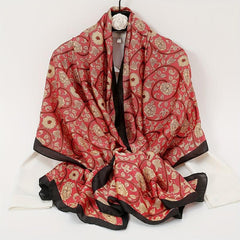 Striped Print Silk Scarf Windproof Shawl