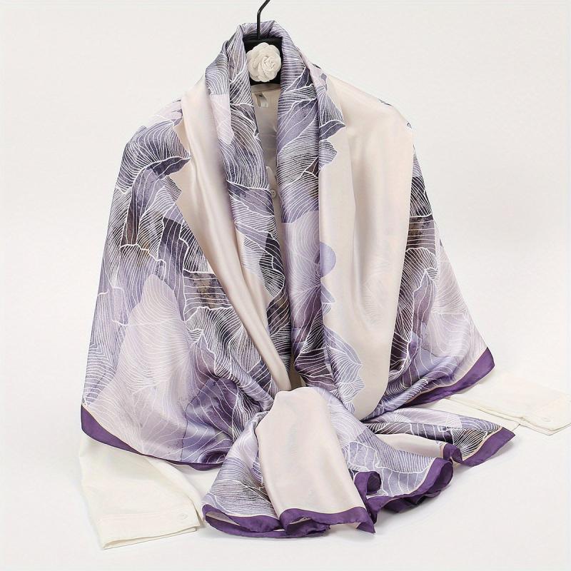 Striped Print Silk Scarf Windproof Shawl