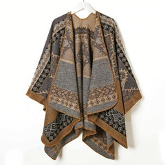Plaid Shawl Wrap Large Warm Scarf Vintage Blanket Shawl Winter Poncho Cape