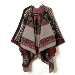 Plaid Shawl Wrap Large Warm Scarf Vintage Blanket Shawl Winter Poncho Cape