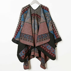 Plaid Shawl Wrap Large Warm Scarf Vintage Blanket Shawl Winter Poncho Cape