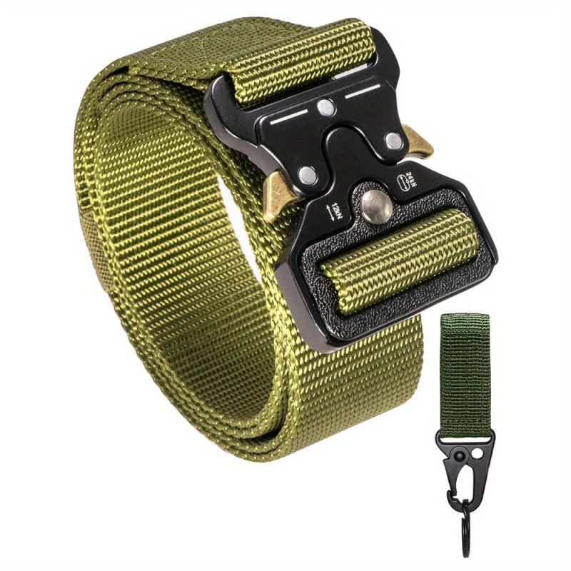 Men's Military Tactical Belt Nylon Web Work Gear Key Hook Set Heavy Duty Buckle