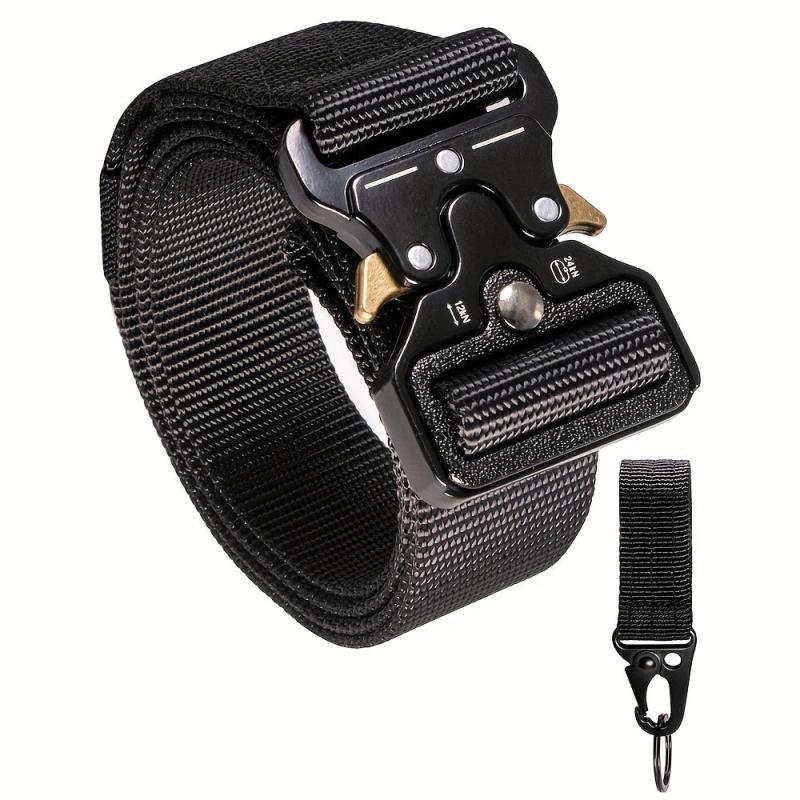 Men's Military Tactical Belt Nylon Web Work Gear Key Hook Set Heavy Duty Buckle