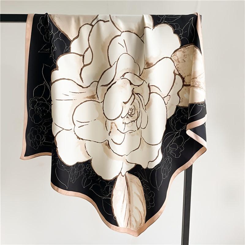 Floral Print Square Scarf Silk Shawl Twill Satin Bandana Spring Summer