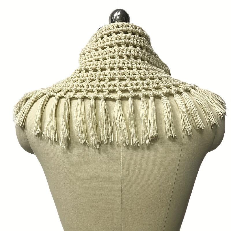 Vintage Tassel Infinity Scarf Crochet Warm Neck Scarf