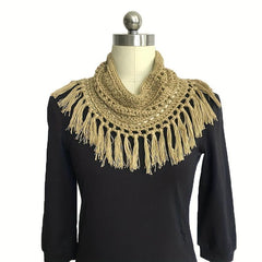 Vintage Tassel Infinity Scarf Crochet Warm Neck Scarf