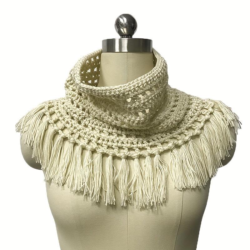 Vintage Tassel Infinity Scarf Crochet Warm Neck Scarf