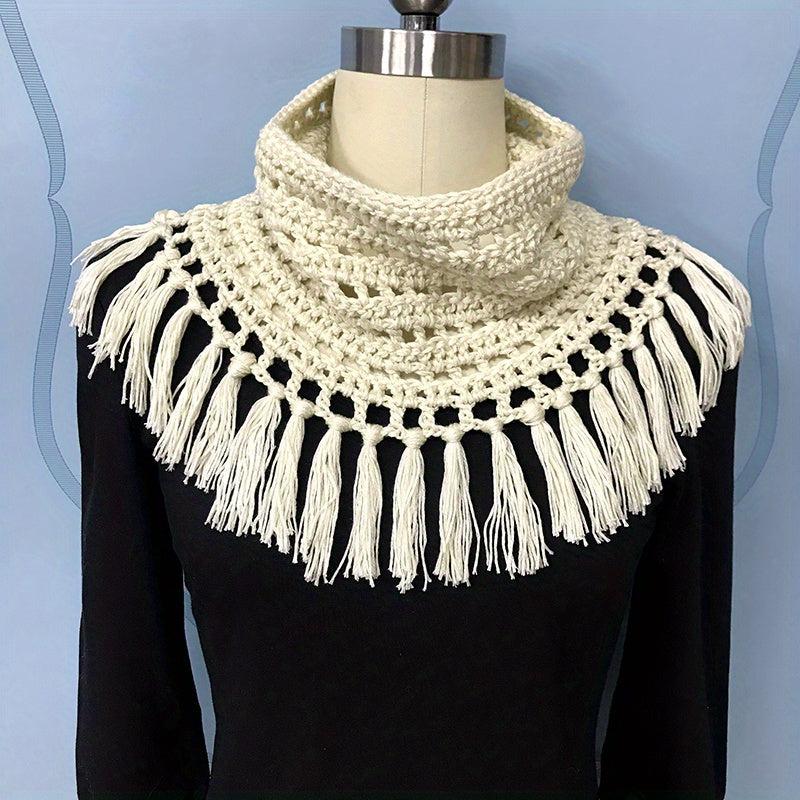 Vintage Tassel Infinity Scarf Crochet Warm Neck Scarf