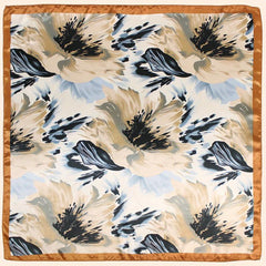 Flower Printed Square Scarf Silk Feeling Headband Casual Hair Wrap