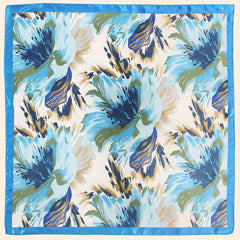 Flower Printed Square Scarf Silk Feeling Headband Casual Hair Wrap