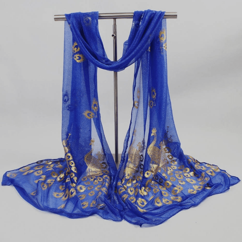 Peacock Scarf Hot Stamping Boho Hijab Solid Shawl