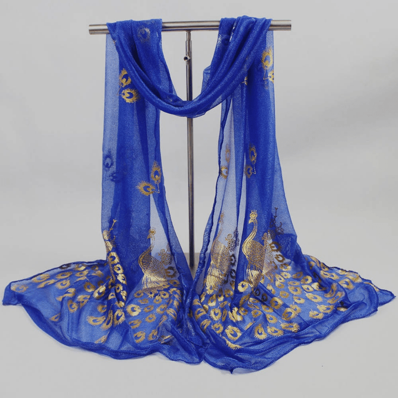 Peacock Scarf Hot Stamping Boho Hijab Solid Shawl