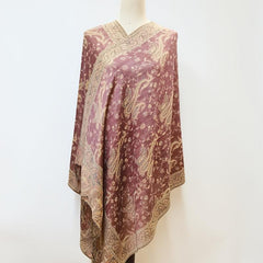 Large Tassel Scarf Rose Pink Paisley Jacquard Vintage Shawl Windproof Wrap