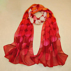 Print Silk Scarf Chiffon Shawl Lady Women Scarves Circle Dot