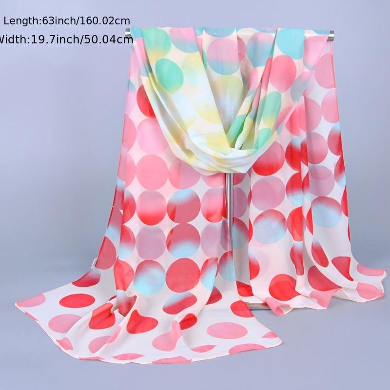 Print Silk Scarf Chiffon Shawl Lady Women Scarves Circle Dot