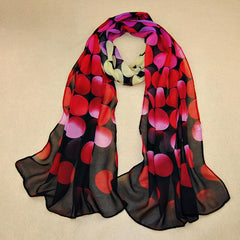 Print Silk Scarf Chiffon Shawl Lady Women Scarves Circle Dot