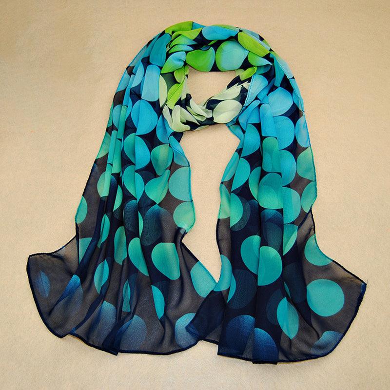 Print Silk Scarf Chiffon Shawl Lady Women Scarves Circle Dot