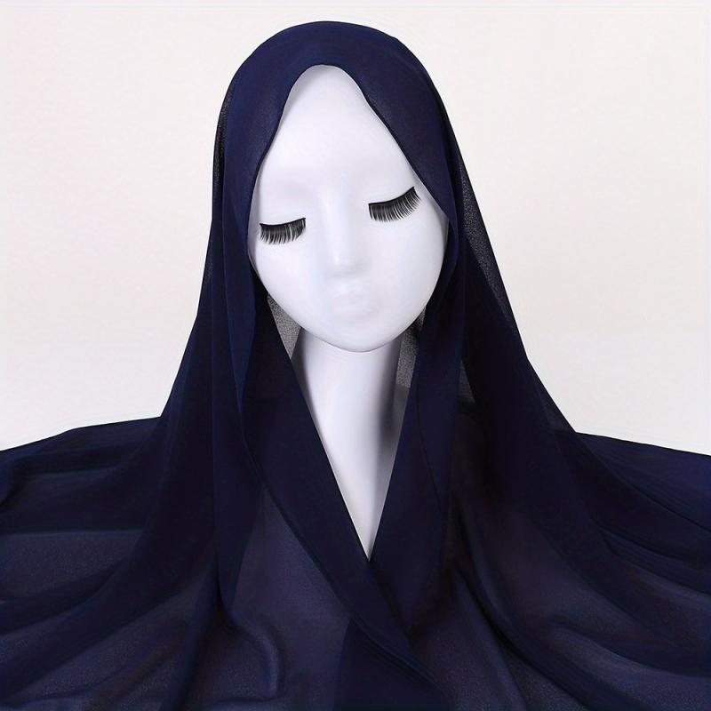 Casual Chiffon Scarf Classic Hijab Breathable Shawl Windproof Head Wrap Turban