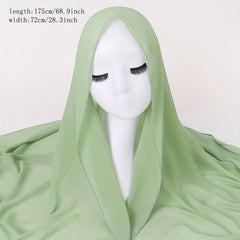 Casual Chiffon Scarf Classic Hijab Breathable Shawl Windproof Head Wrap Turban