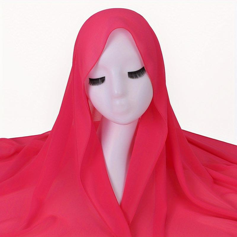 Casual Chiffon Scarf Classic Hijab Breathable Shawl Windproof Head Wrap Turban