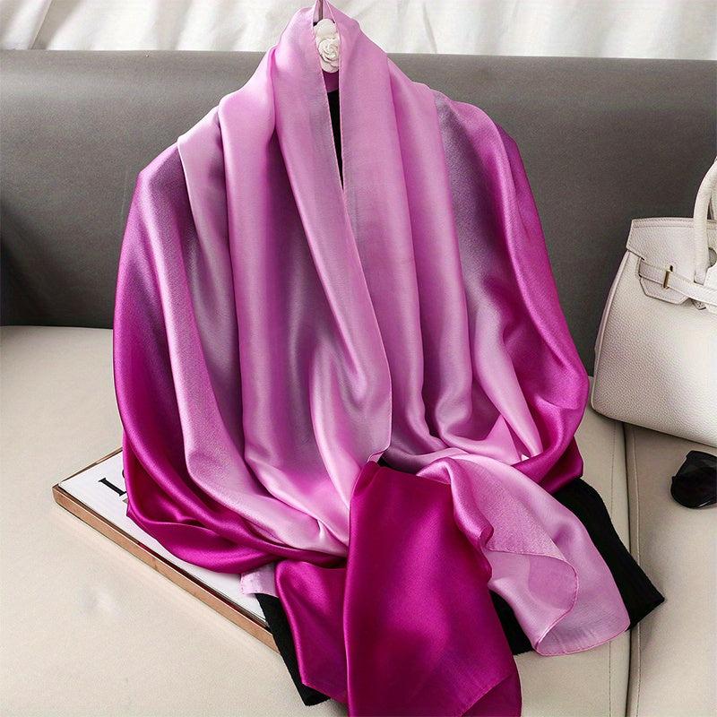 Gradient Satin Scarf Hair Wrapping Bandana Sunscreen Shawl
