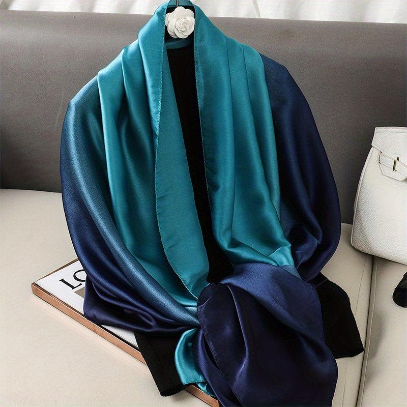 Gradient Satin Scarf Hair Wrapping Bandana Sunscreen Shawl