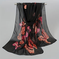 Vintage Butterfly Print Chiffon Scarf Thin Windproof Shawl