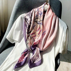 89 92cm Sunproof Silk Square Scarf Light Printed Soft Shawl
