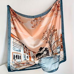 89 92cm Sunproof Silk Square Scarf Light Printed Soft Shawl