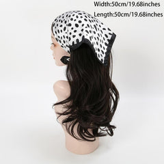 Small Square Satin Scarf Solid & Irregular Print Neckerchief Hair Wrap