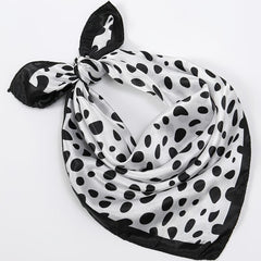 Small Square Satin Scarf Solid & Irregular Print Neckerchief Hair Wrap