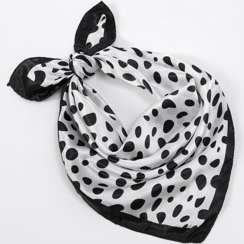 Small Square Satin Scarf Solid & Irregular Print Neckerchief Hair Wrap