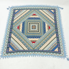 Geometric Print Tassel Shawl Vintage Square Scarf for Women